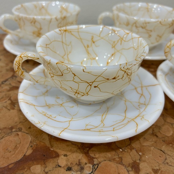 Hazel Atlas Drizzle Teacups Set - Picture 2 of 7